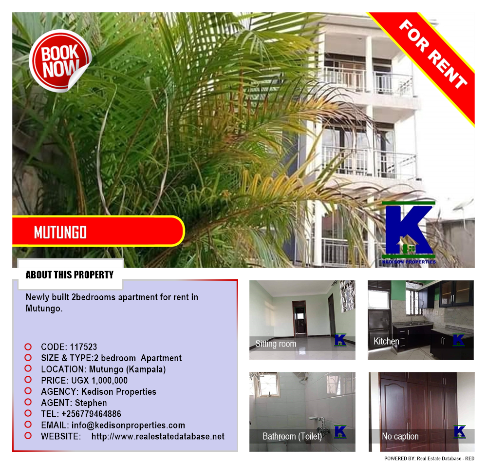 2 bedroom Apartment  for rent in Mutungo Kampala Uganda, code: 117523
