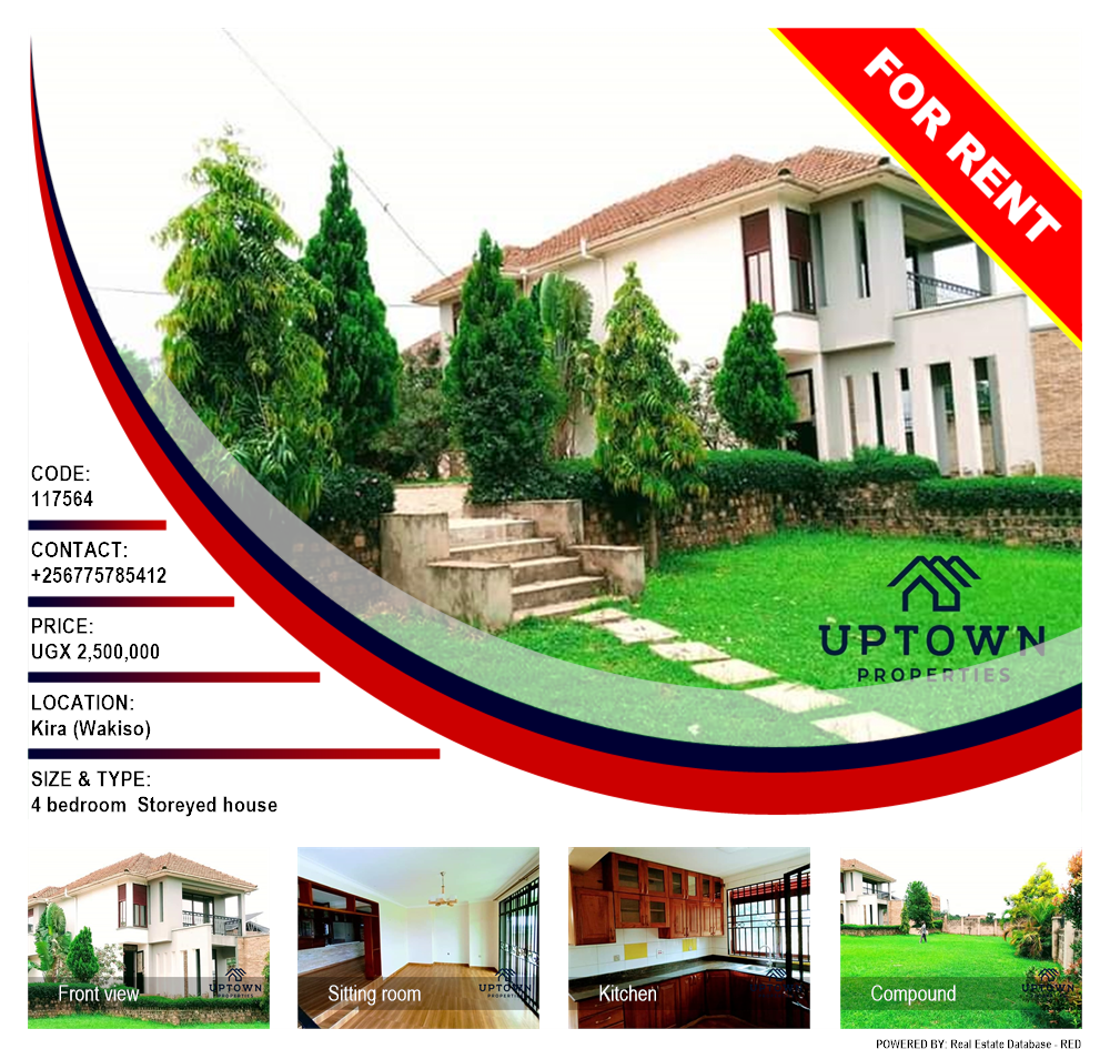 4 bedroom Storeyed house  for rent in Kira Wakiso Uganda, code: 117564