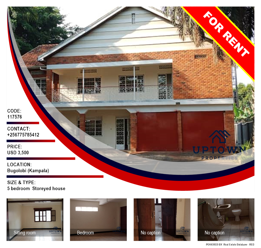 5 bedroom Storeyed house  for rent in Bugoloobi Kampala Uganda, code: 117576