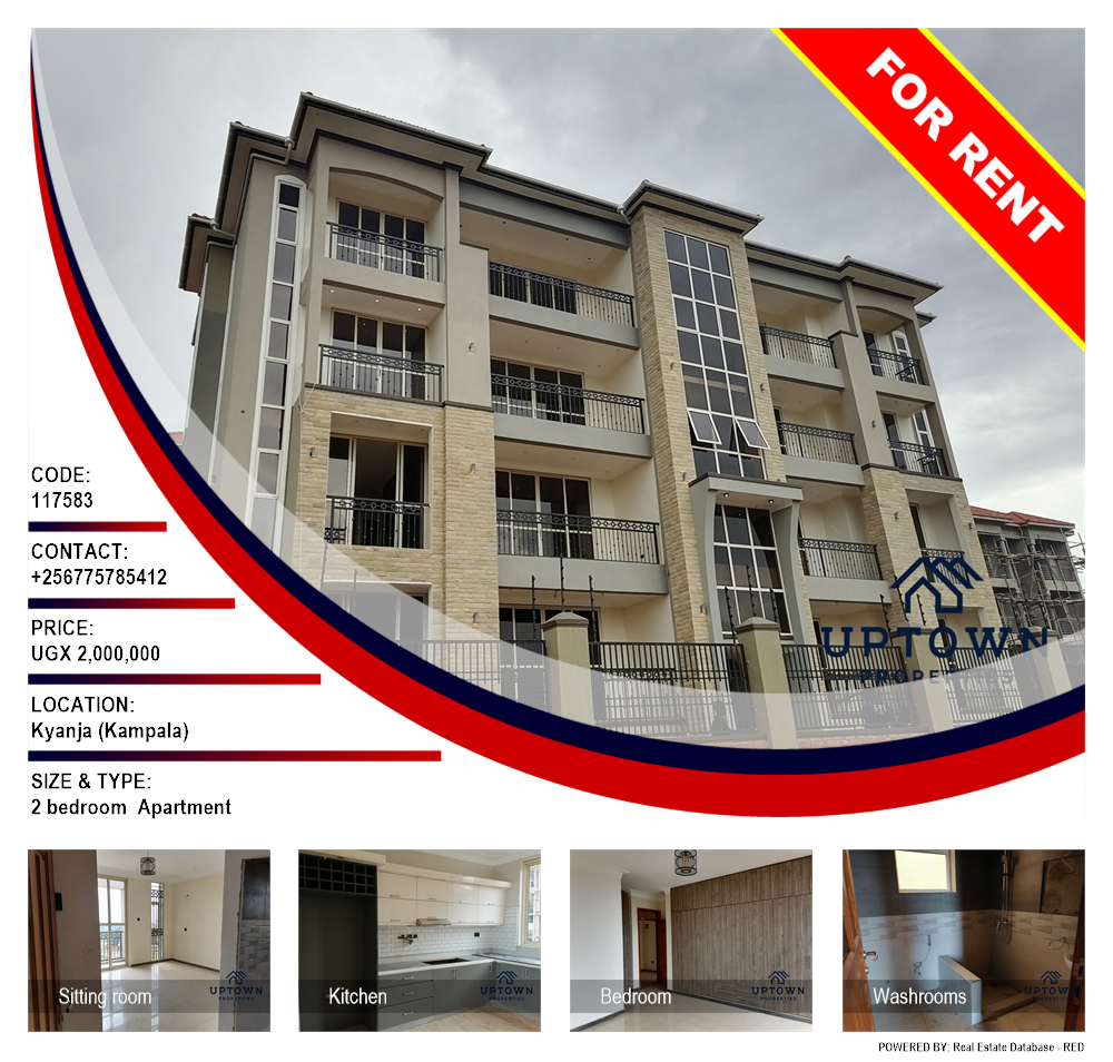 2 bedroom Apartment  for rent in Kyanja Kampala Uganda, code: 117583