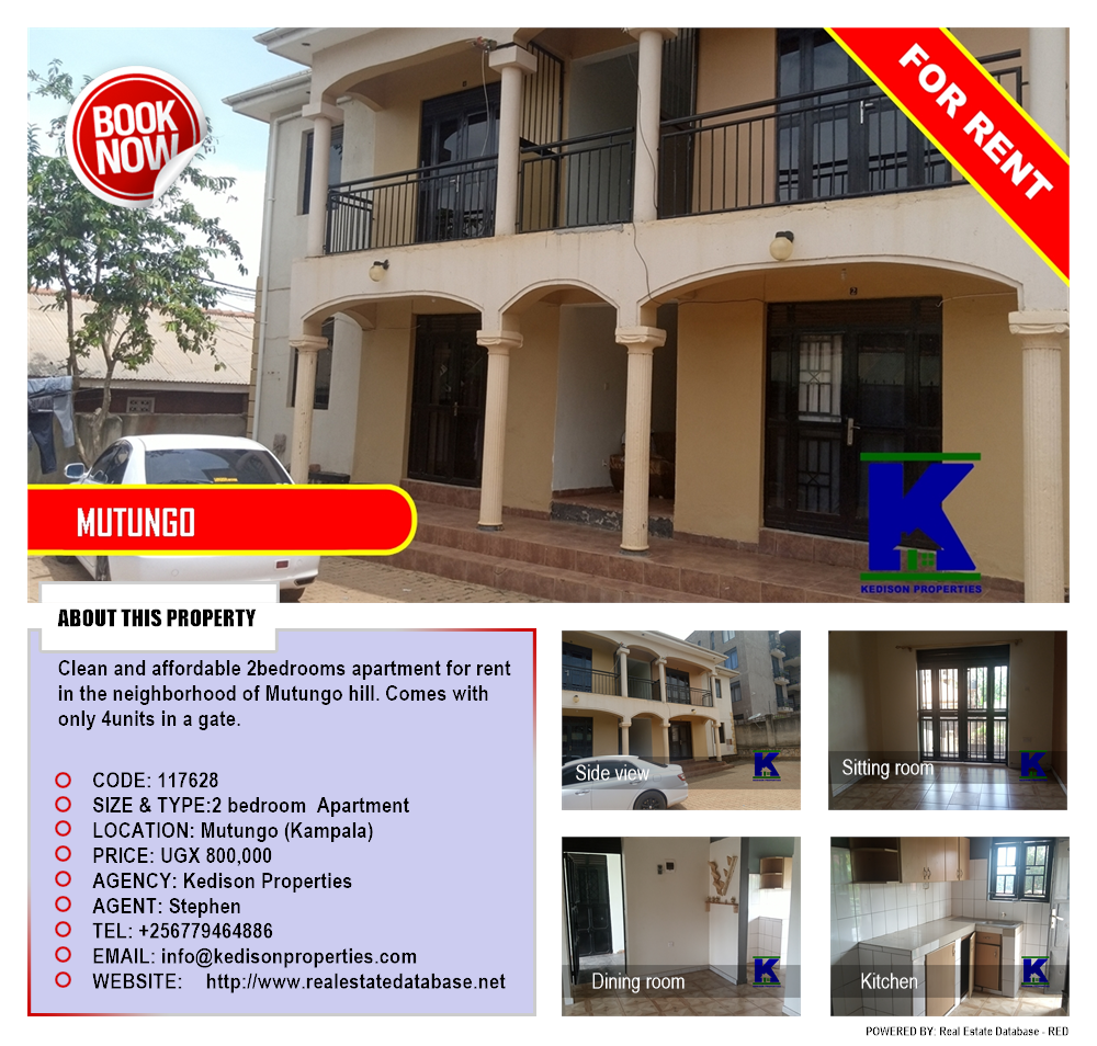 2 bedroom Apartment  for rent in Mutungo Kampala Uganda, code: 117628