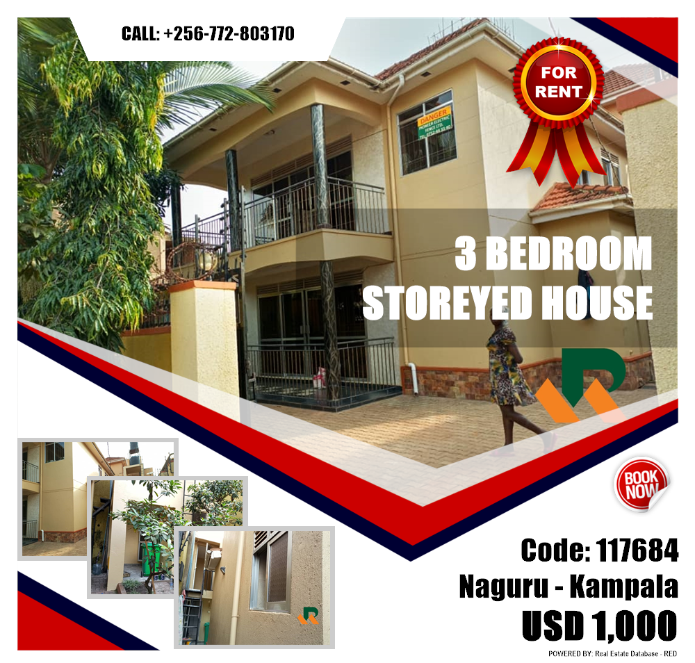3 bedroom Storeyed house  for rent in Naguru Kampala Uganda, code: 117684