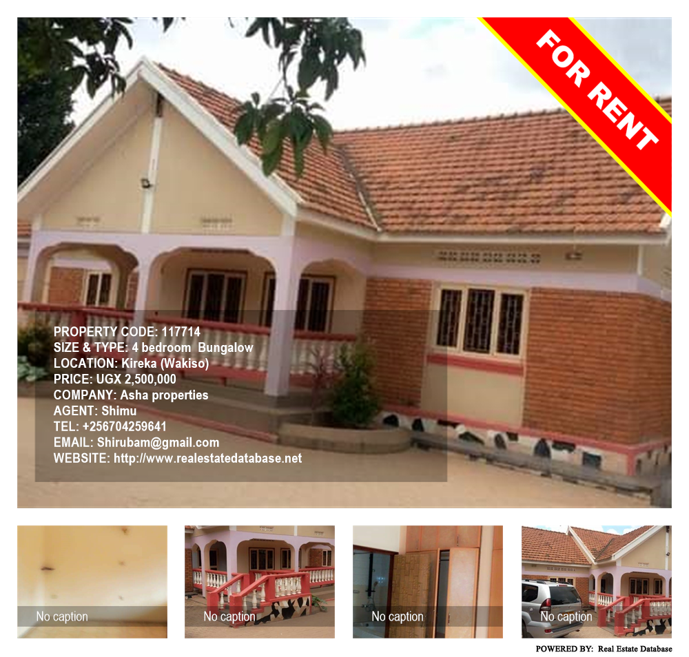 4 bedroom Bungalow  for rent in Kireka Wakiso Uganda, code: 117714