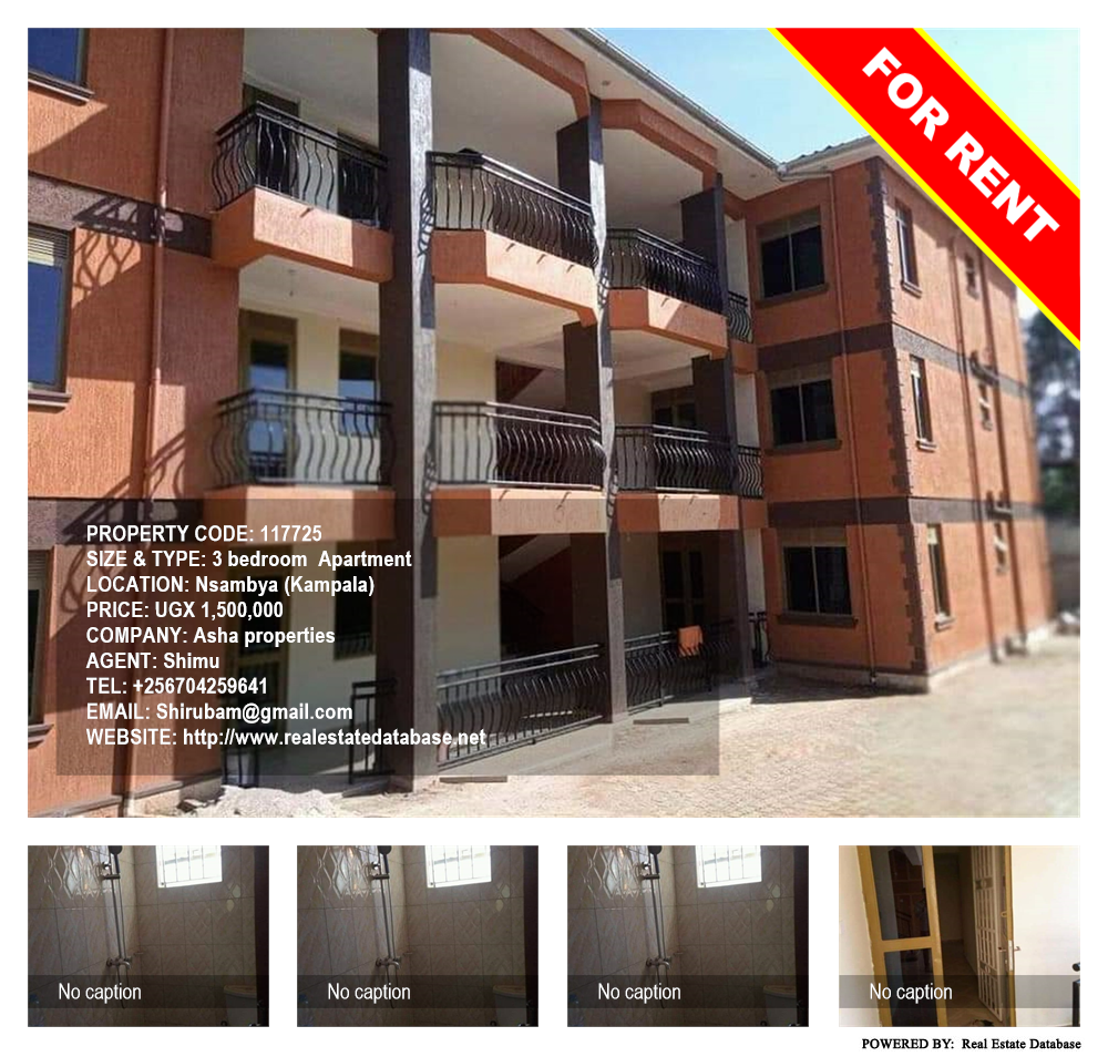 3 bedroom Apartment  for rent in Nsambya Kampala Uganda, code: 117725