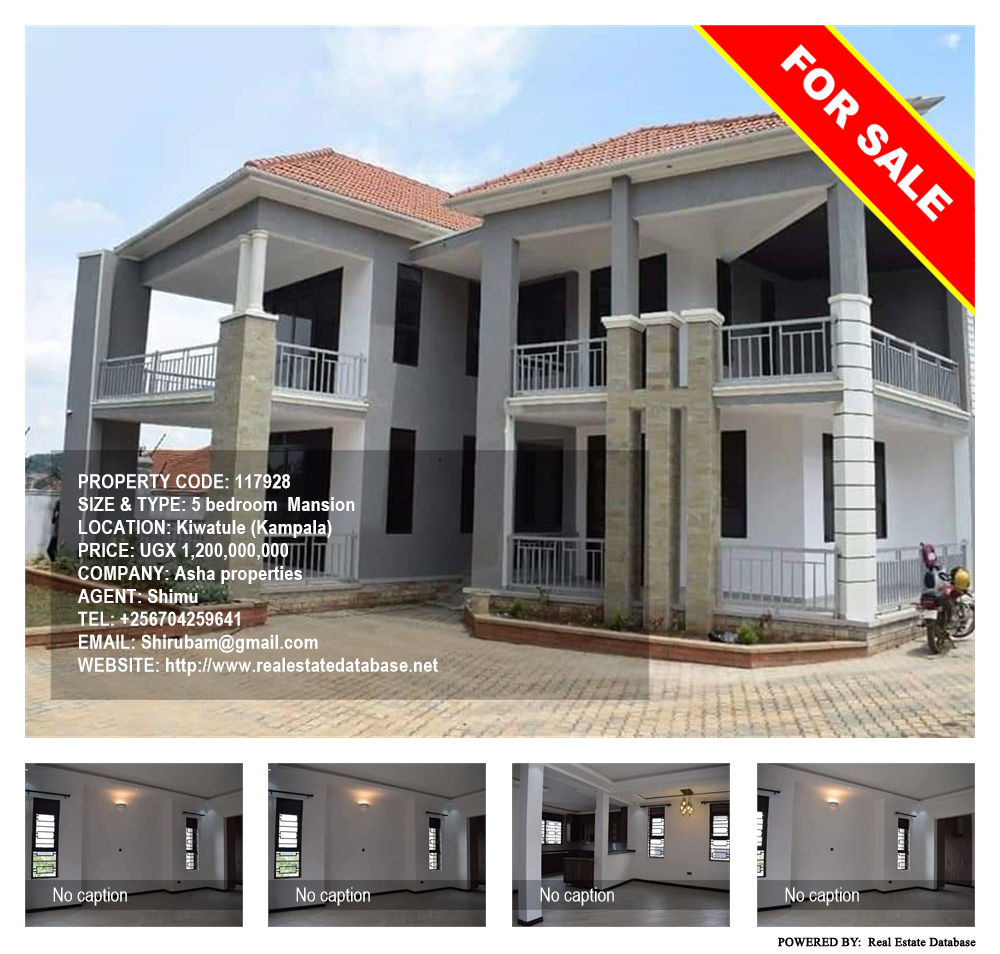 5 bedroom Mansion  for sale in Kiwaatule Kampala Uganda, code: 117928
