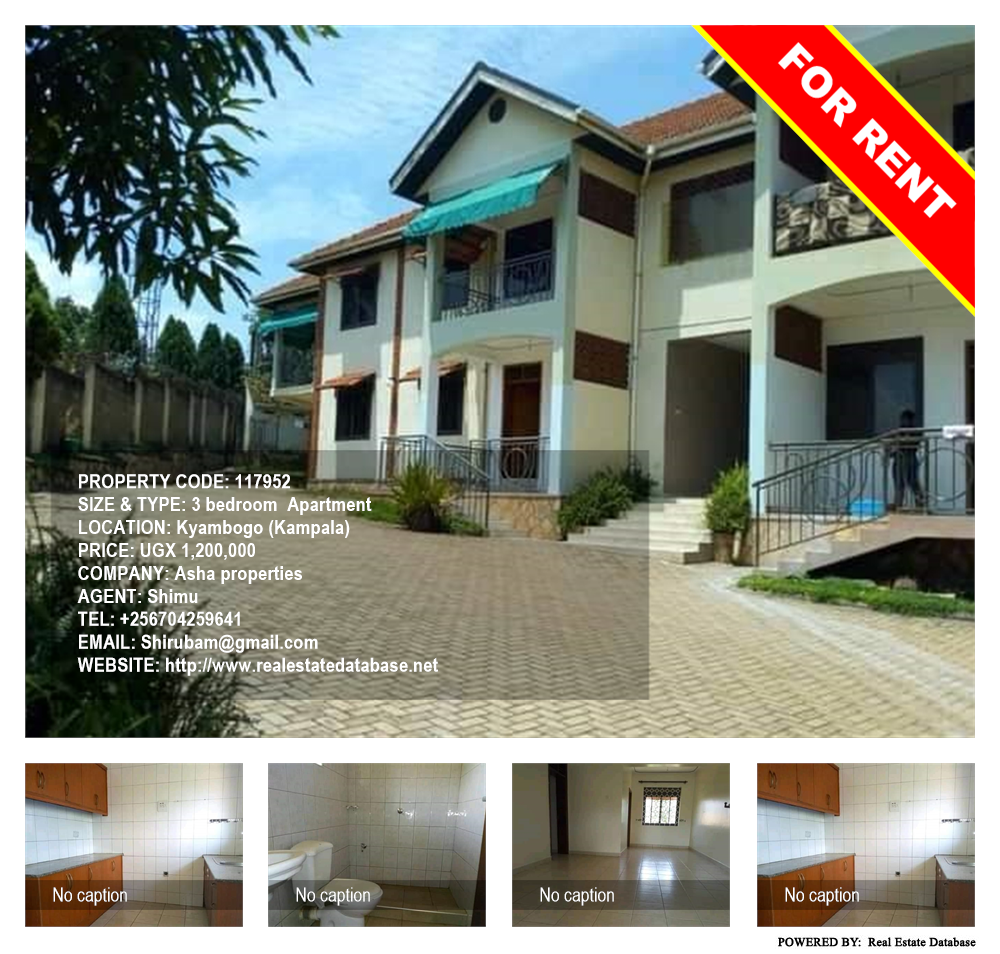 3 bedroom Apartment  for rent in Kyambogo Kampala Uganda, code: 117952