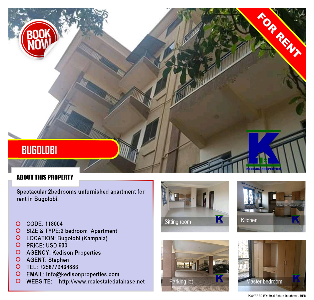 2 bedroom Apartment  for rent in Bugoloobi Kampala Uganda, code: 118004