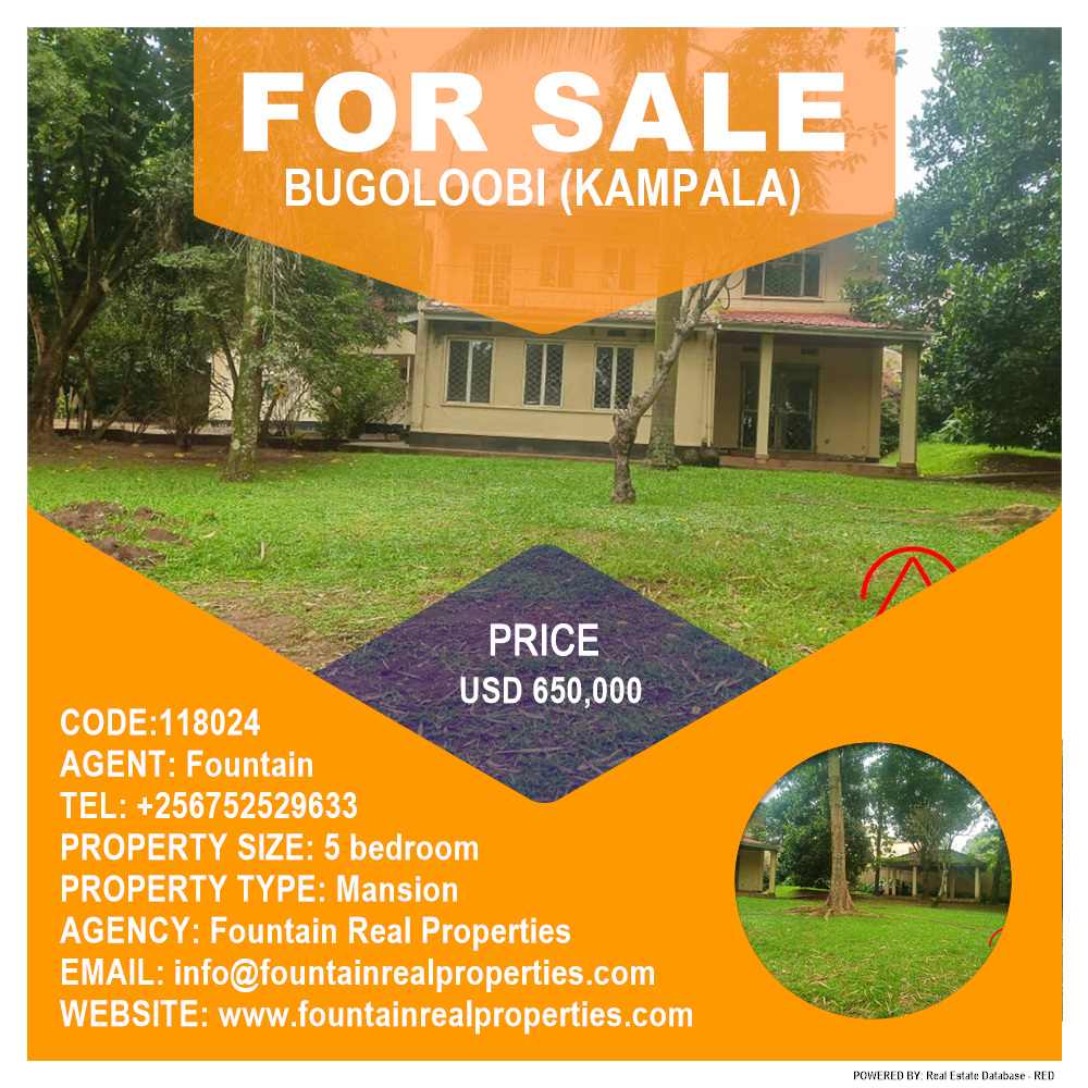 5 bedroom Mansion  for sale in Bugoloobi Kampala Uganda, code: 118024