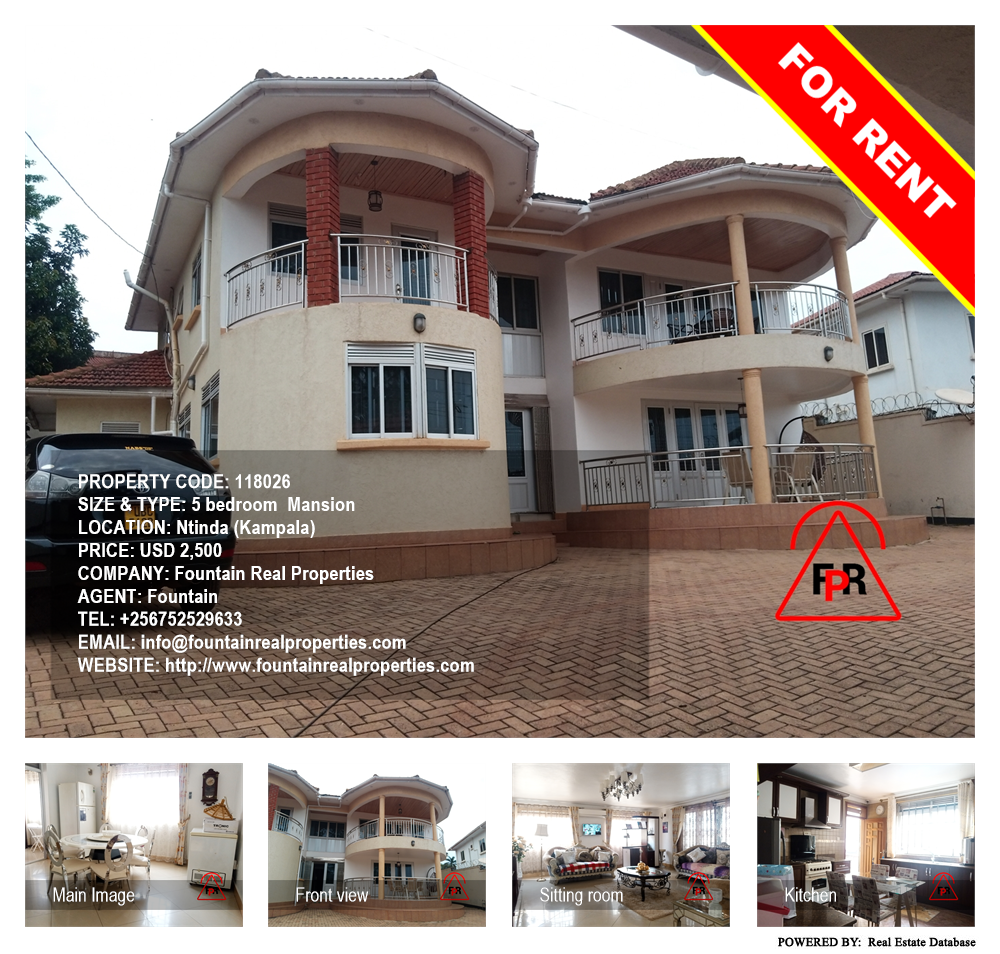 5 bedroom Mansion  for rent in Ntinda Kampala Uganda, code: 118026