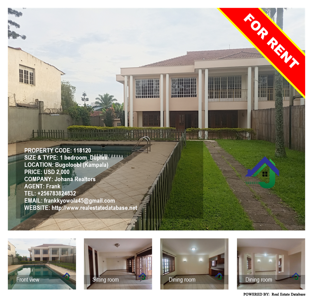 1 bedroom Duplex  for rent in Bugoloobi Kampala Uganda, code: 118120