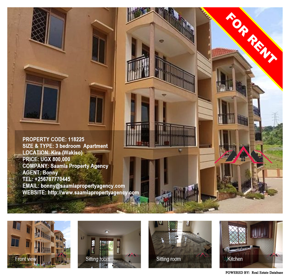 3 bedroom Apartment  for rent in Kira Wakiso Uganda, code: 118225