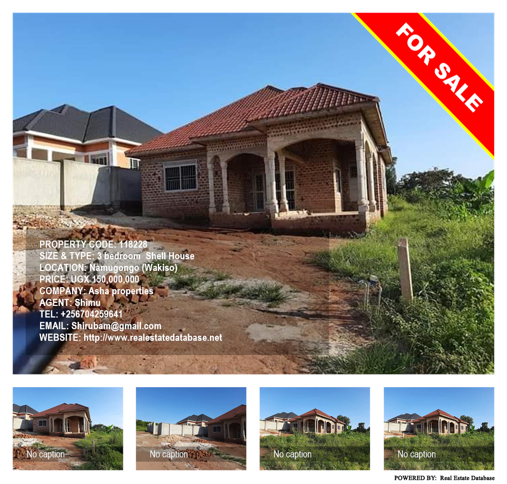 3 bedroom Shell House  for sale in Namugongo Wakiso Uganda, code: 118228
