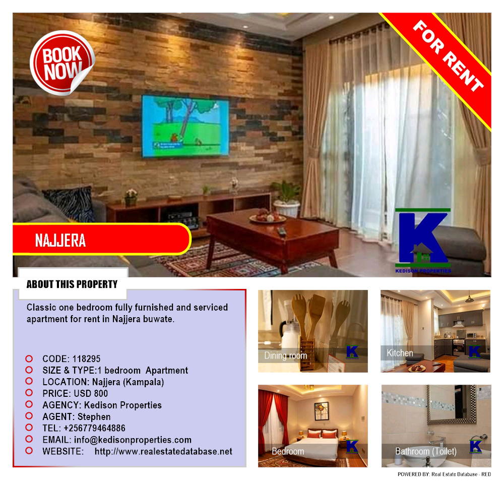 1 bedroom Apartment  for rent in Najjera Kampala Uganda, code: 118295