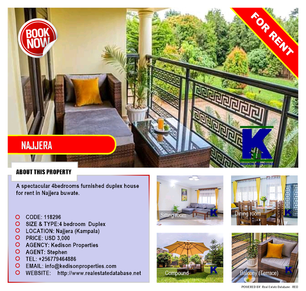 4 bedroom Duplex  for rent in Najjera Kampala Uganda, code: 118296