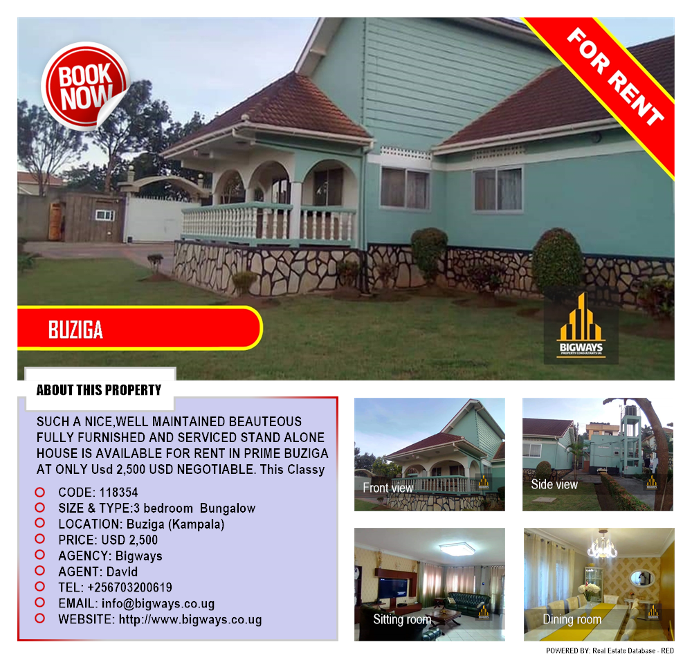 3 bedroom Bungalow  for rent in Buziga Kampala Uganda, code: 118354