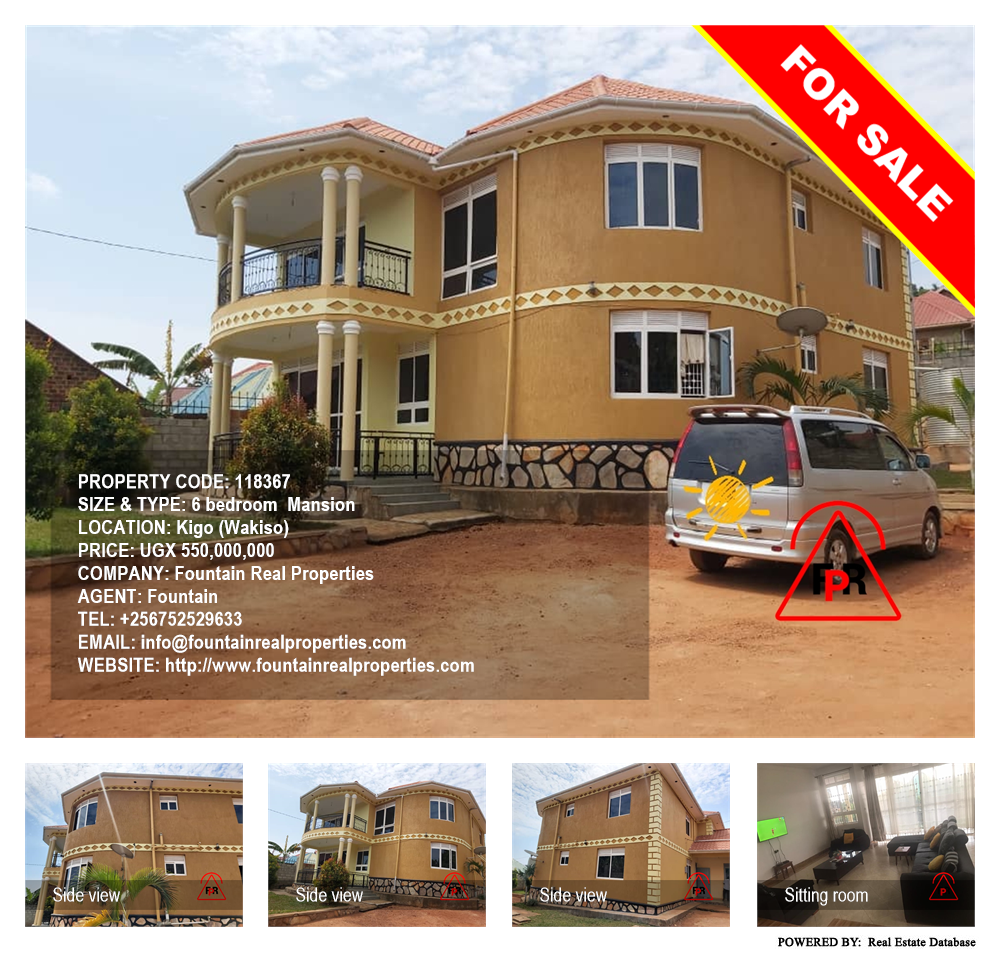 6 bedroom Mansion  for sale in Kigo Wakiso Uganda, code: 118367