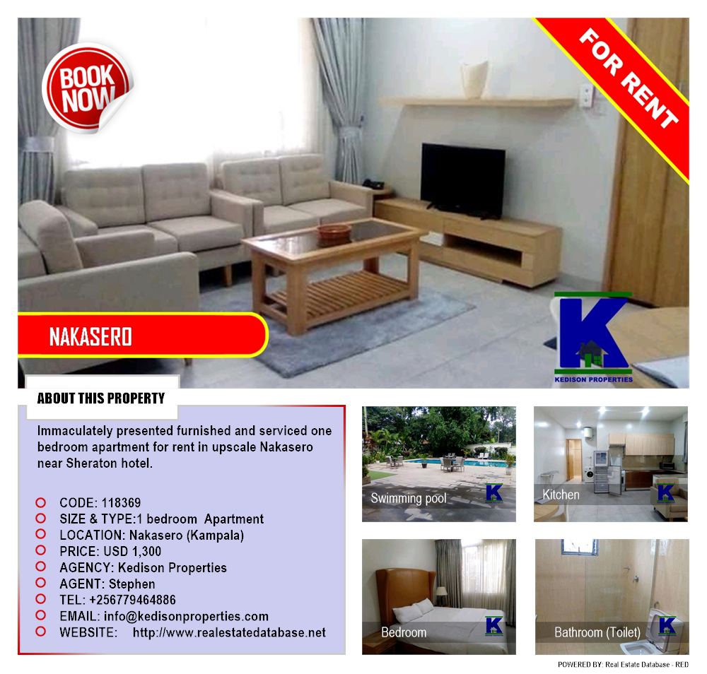 1 bedroom Apartment  for rent in Nakasero Kampala Uganda, code: 118369