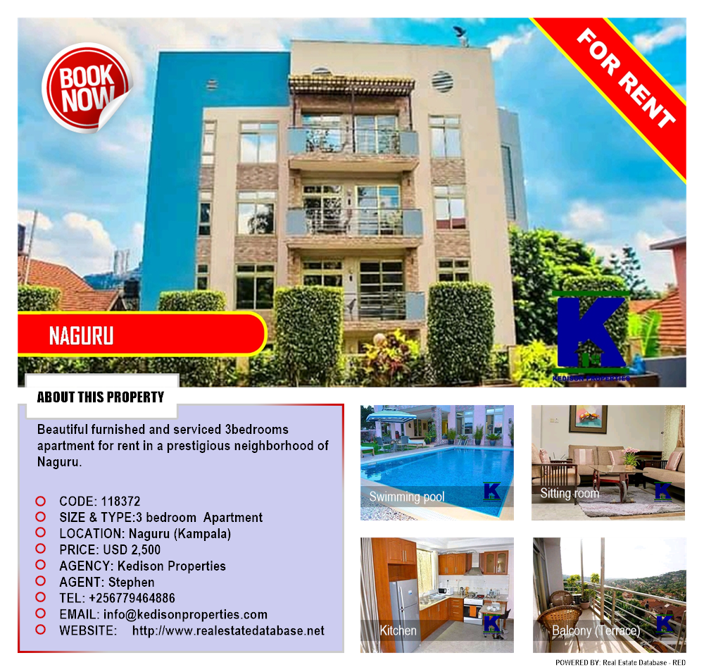 3 bedroom Apartment  for rent in Naguru Kampala Uganda, code: 118372