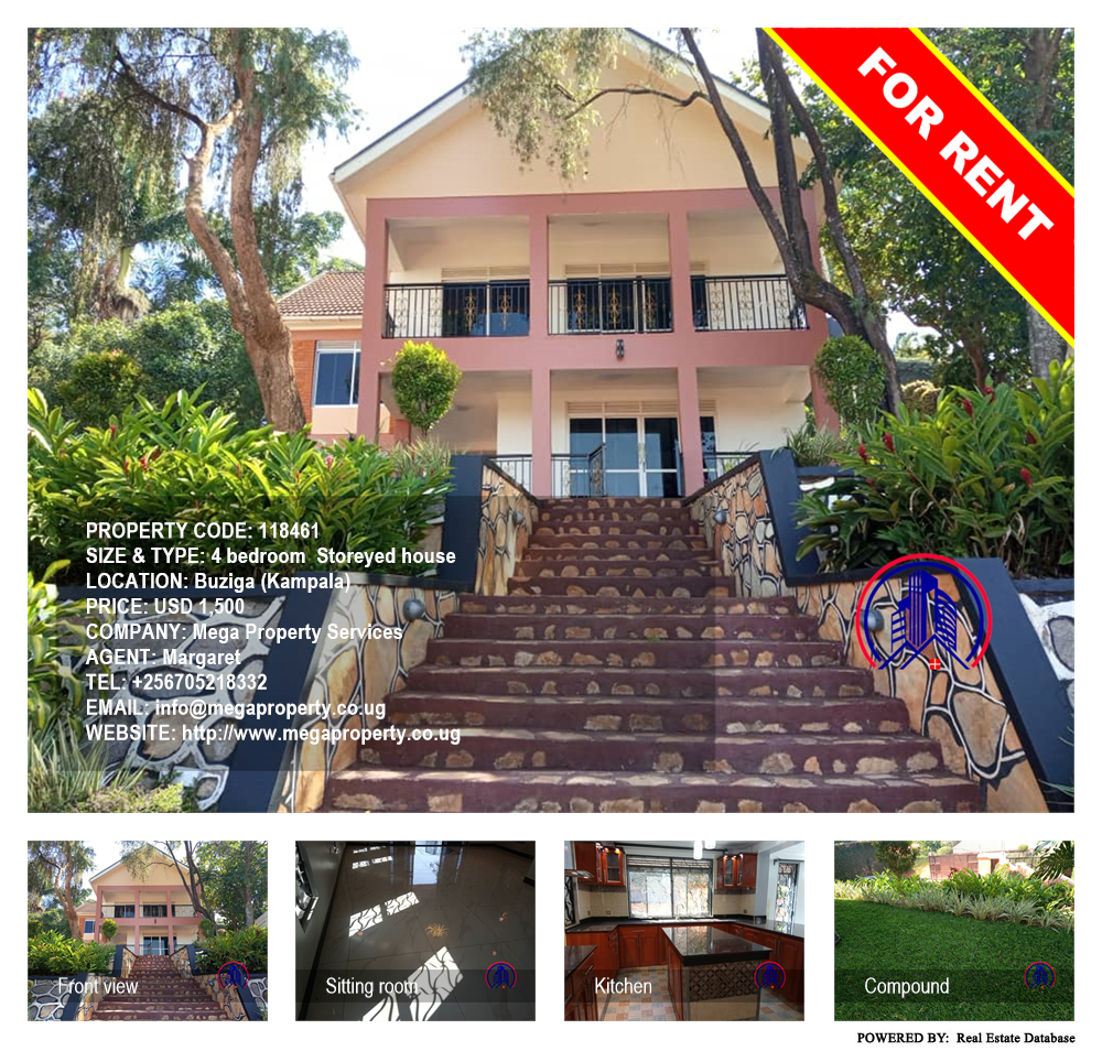 4 bedroom Storeyed house  for rent in Buziga Kampala Uganda, code: 118461