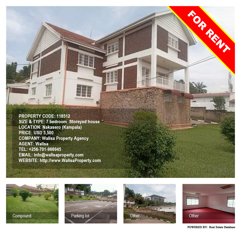7 bedroom Storeyed house  for rent in Nakasero Kampala Uganda, code: 118512