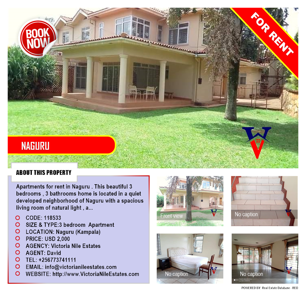 3 bedroom Apartment  for rent in Naguru Kampala Uganda, code: 118533