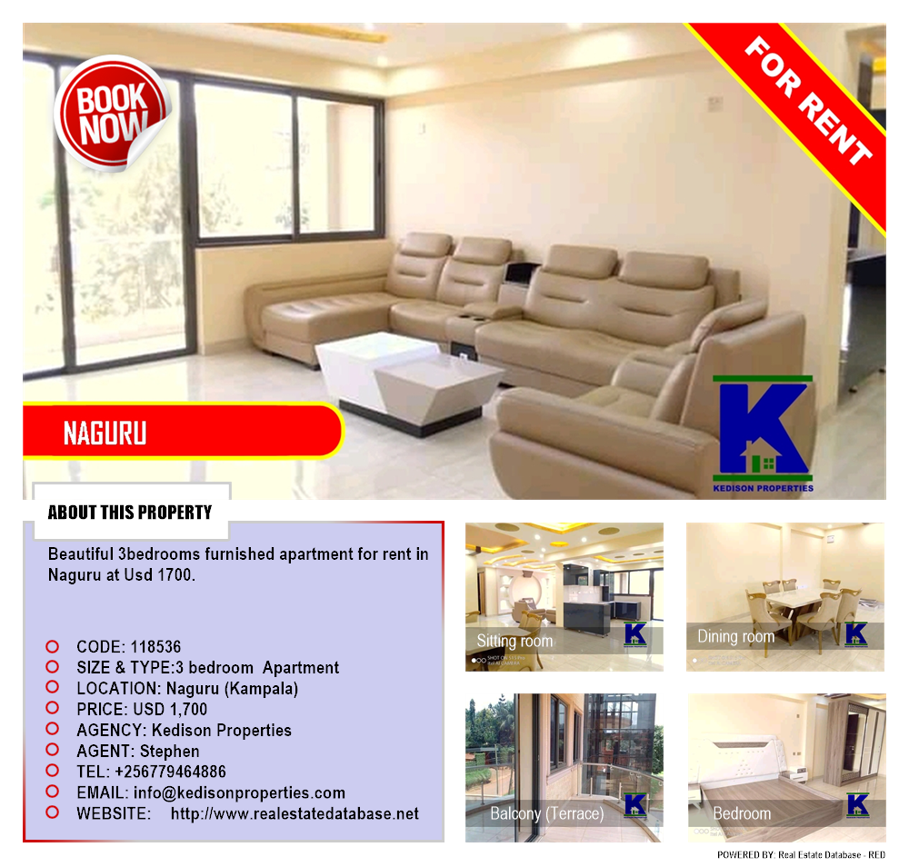 3 bedroom Apartment  for rent in Naguru Kampala Uganda, code: 118536