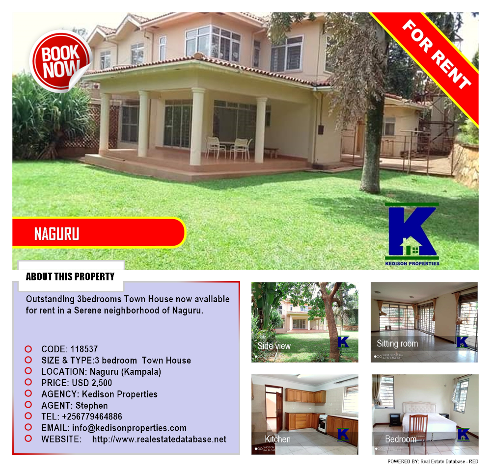 3 bedroom Town House  for rent in Naguru Kampala Uganda, code: 118537