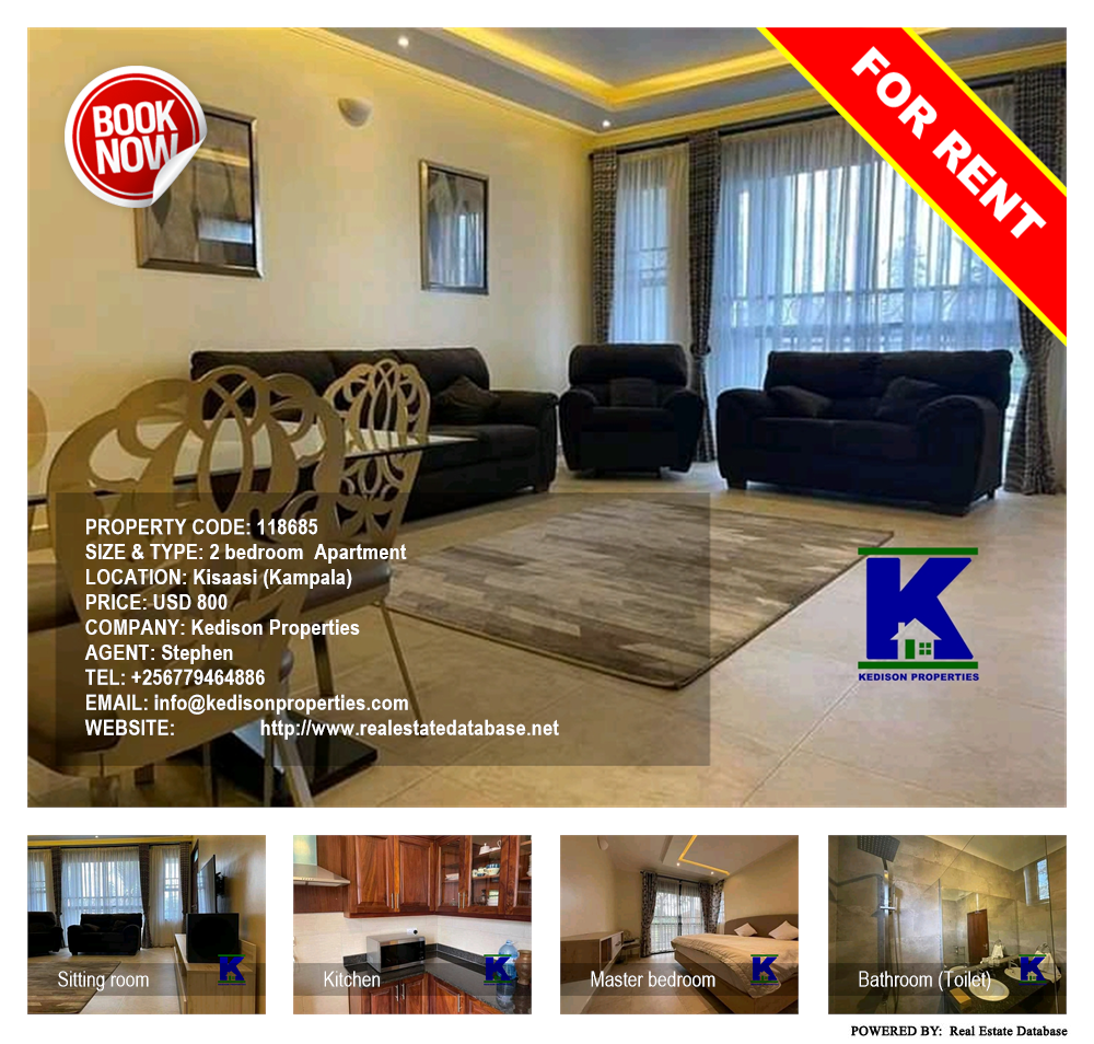 2 bedroom Apartment  for rent in Kisaasi Kampala Uganda, code: 118685