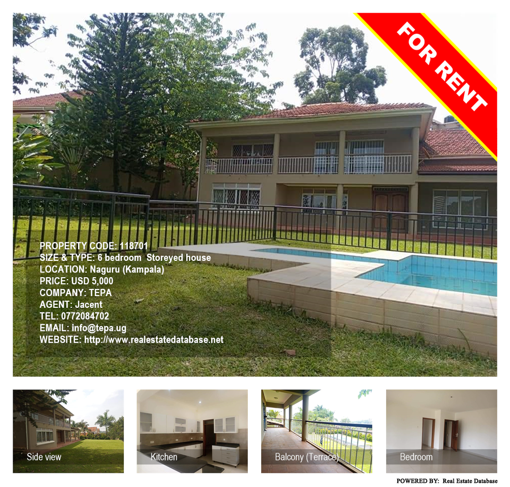 6 bedroom Storeyed house  for rent in Naguru Kampala Uganda, code: 118701