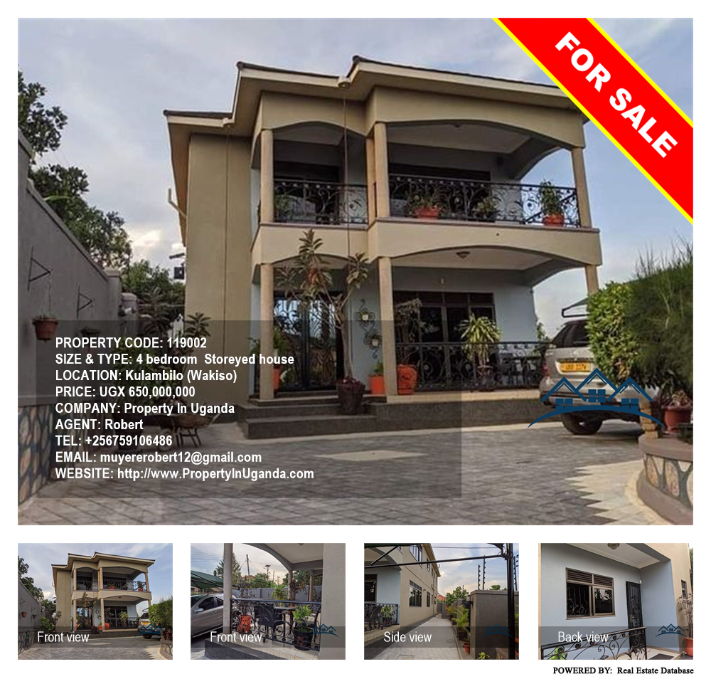 4 bedroom Storeyed house  for sale in Kulambilo Wakiso Uganda, code: 119002