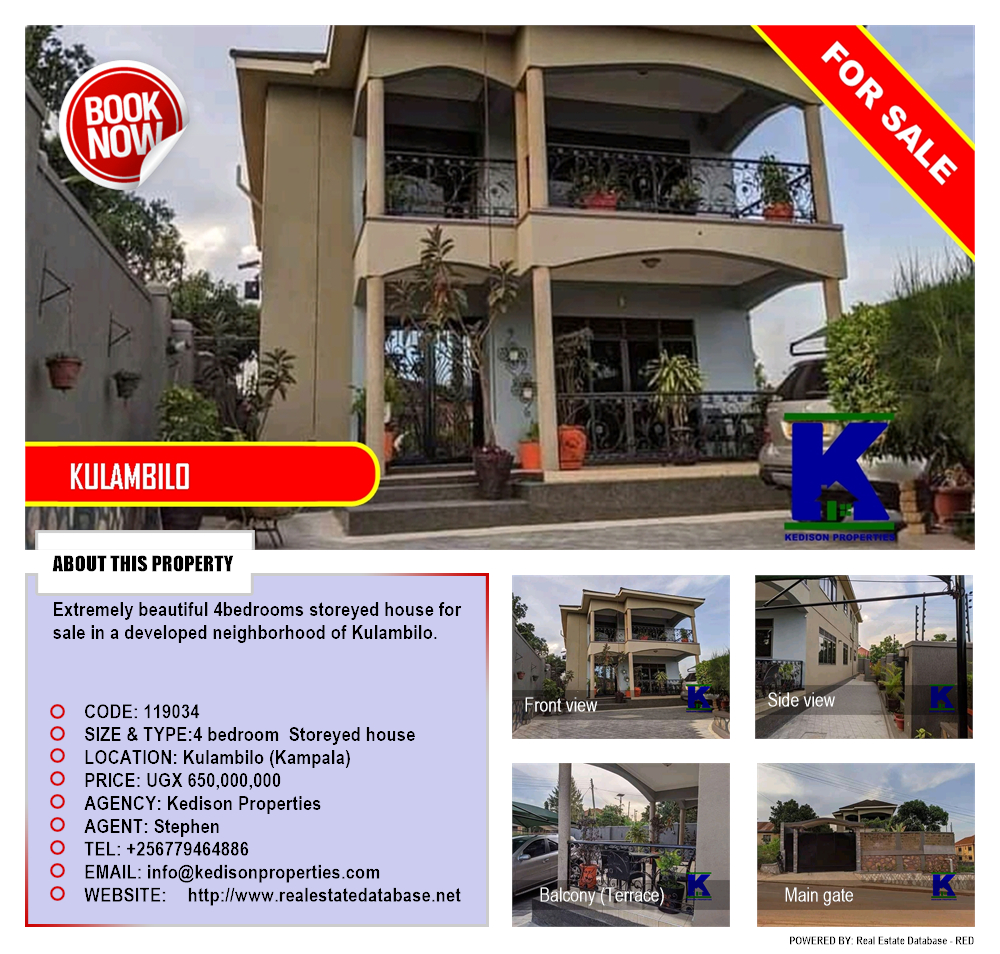 4 bedroom Storeyed house  for sale in Kulambilo Kampala Uganda, code: 119034