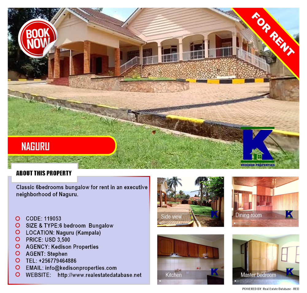 6 bedroom Bungalow  for rent in Naguru Kampala Uganda, code: 119053