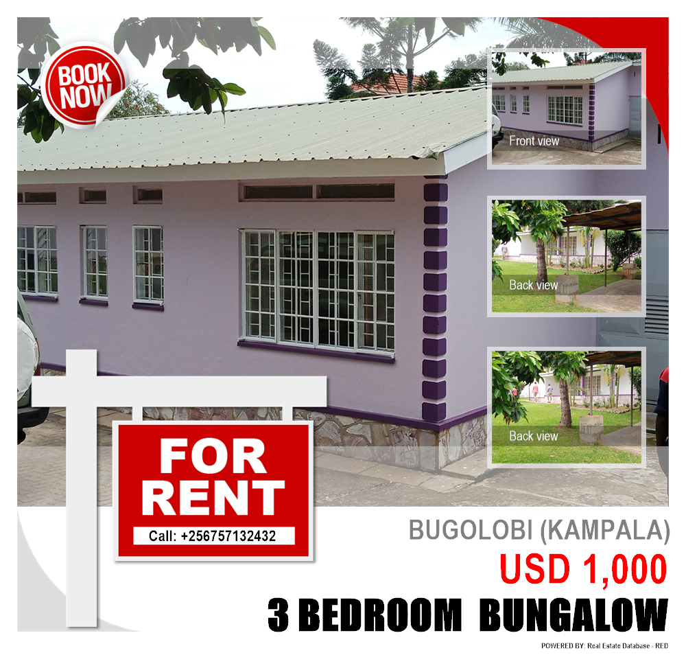 3 bedroom Bungalow  for rent in Bugoloobi Kampala Uganda, code: 119126