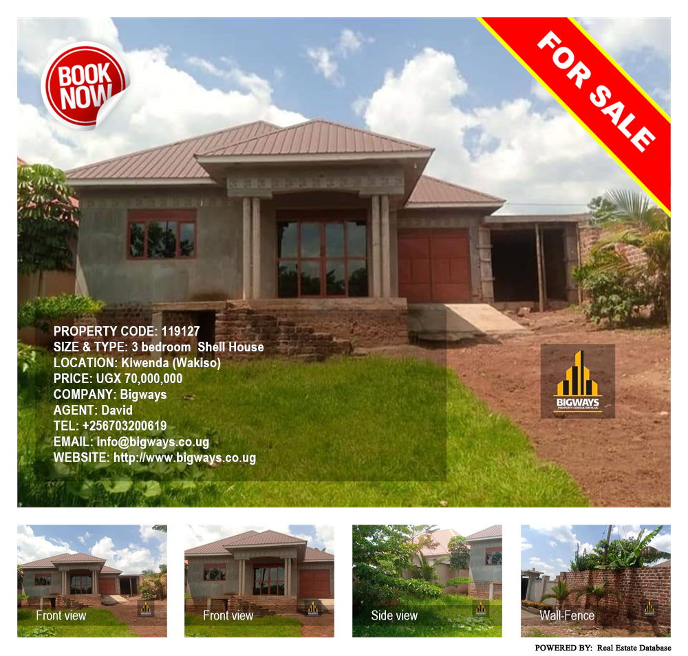 3 bedroom Shell House  for sale in Kiwenda Wakiso Uganda, code: 119127