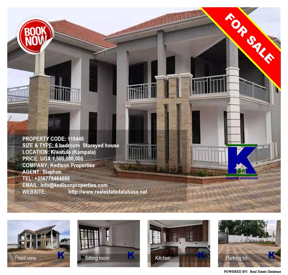 6 bedroom Storeyed house  for sale in Kiwaatule Kampala Uganda, code: 119449