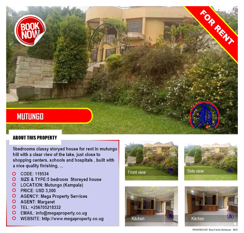 5 bedroom Storeyed house  for rent in Mutungo Kampala Uganda, code: 119534