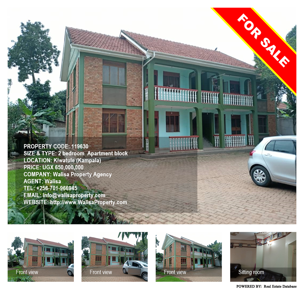 2 bedroom Apartment block  for sale in Kiwaatule Kampala Uganda, code: 119630