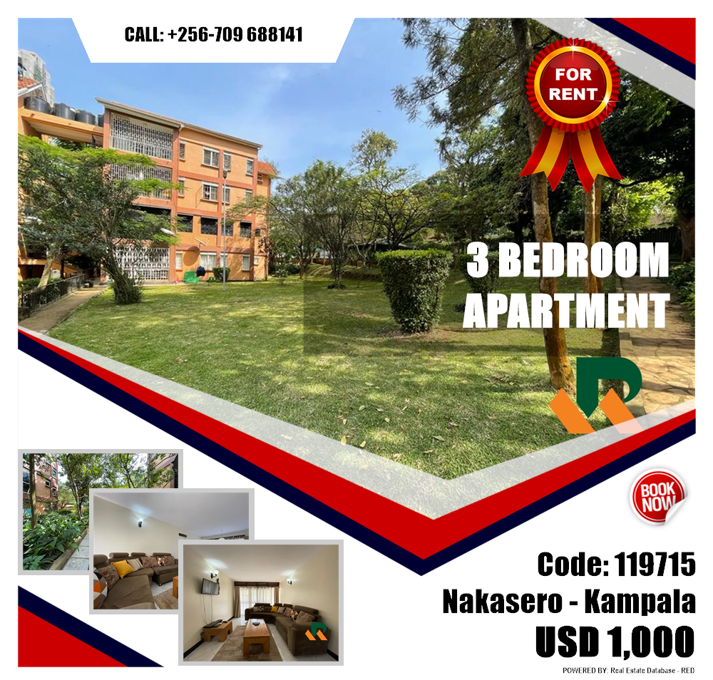 3 bedroom Apartment  for rent in Nakasero Kampala Uganda, code: 119715