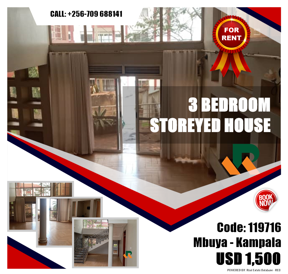 3 bedroom Storeyed house  for rent in Mbuya Kampala Uganda, code: 119716