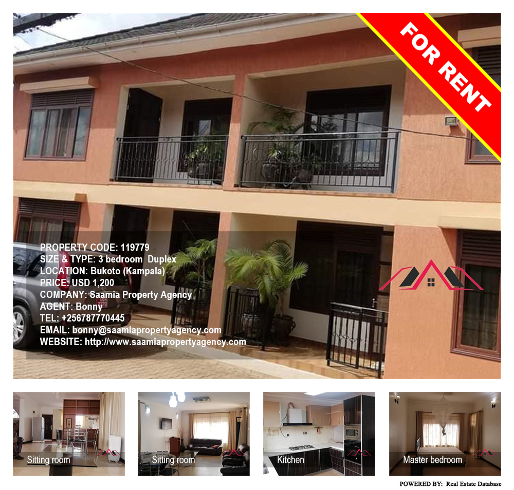 3 bedroom Duplex  for rent in Bukoto Kampala Uganda, code: 119779