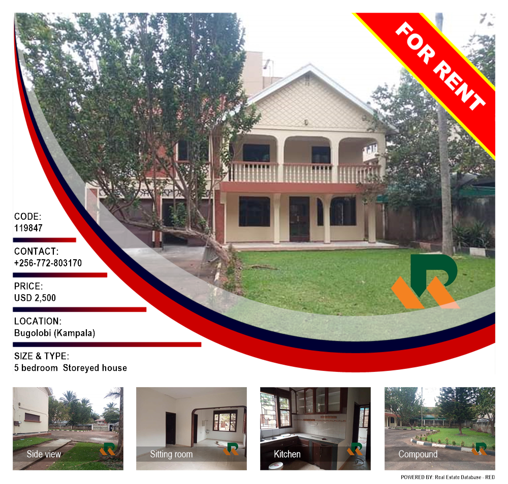 5 bedroom Storeyed house  for rent in Bugoloobi Kampala Uganda, code: 119847