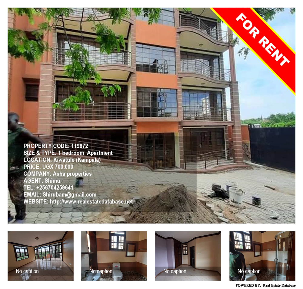 1 bedroom Apartment  for rent in Kiwaatule Kampala Uganda, code: 119872