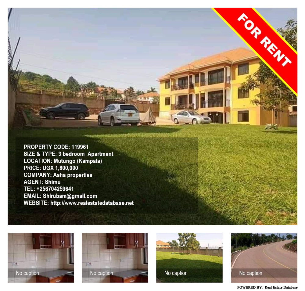 3 bedroom Apartment  for rent in Mutungo Kampala Uganda, code: 119961