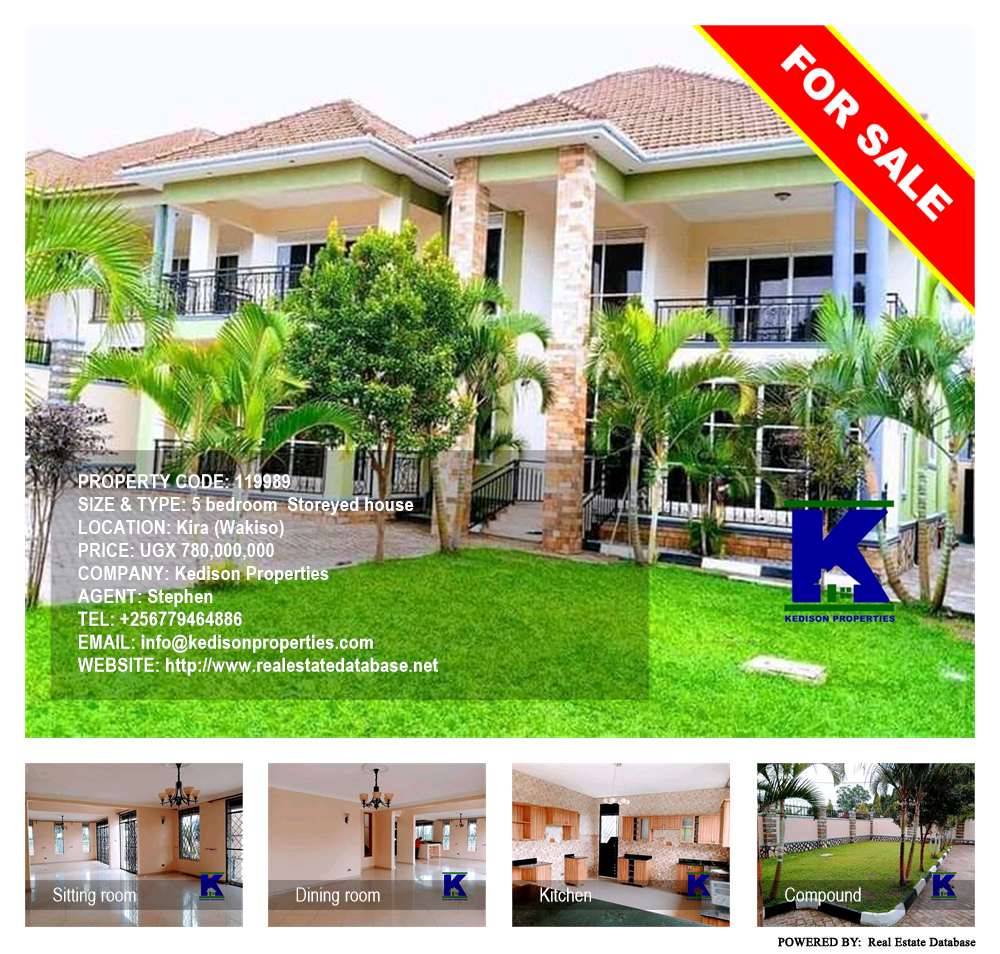 5 bedroom Storeyed house  for sale in Kira Wakiso Uganda, code: 119989