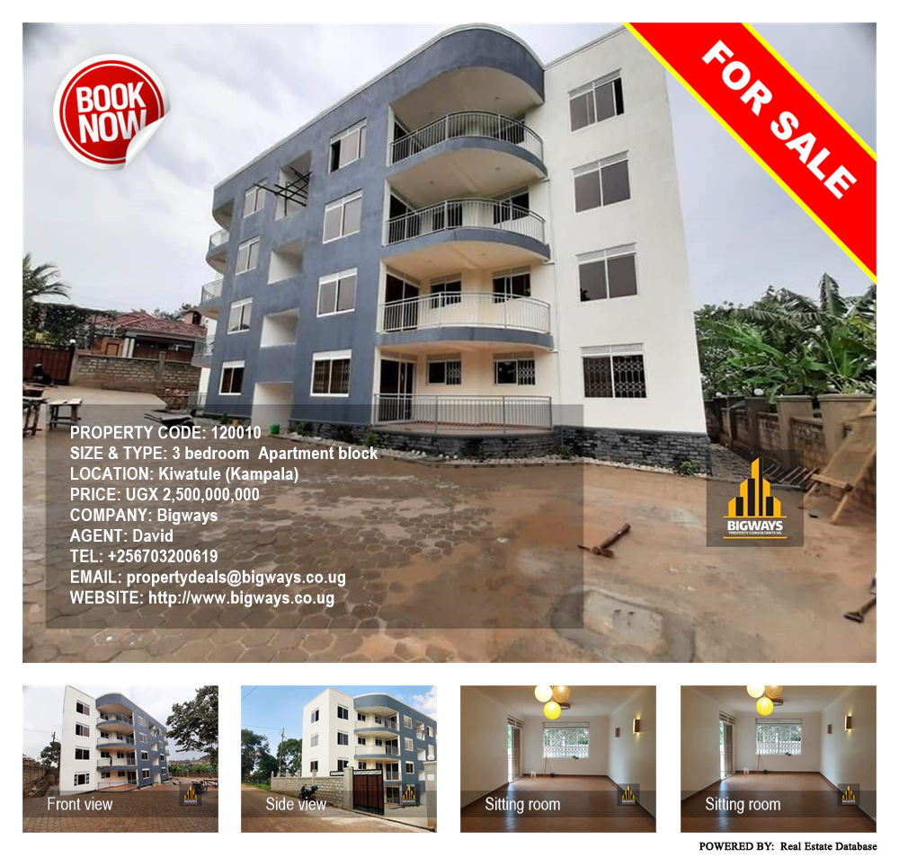 3 bedroom Apartment block  for sale in Kiwaatule Kampala Uganda, code: 120010