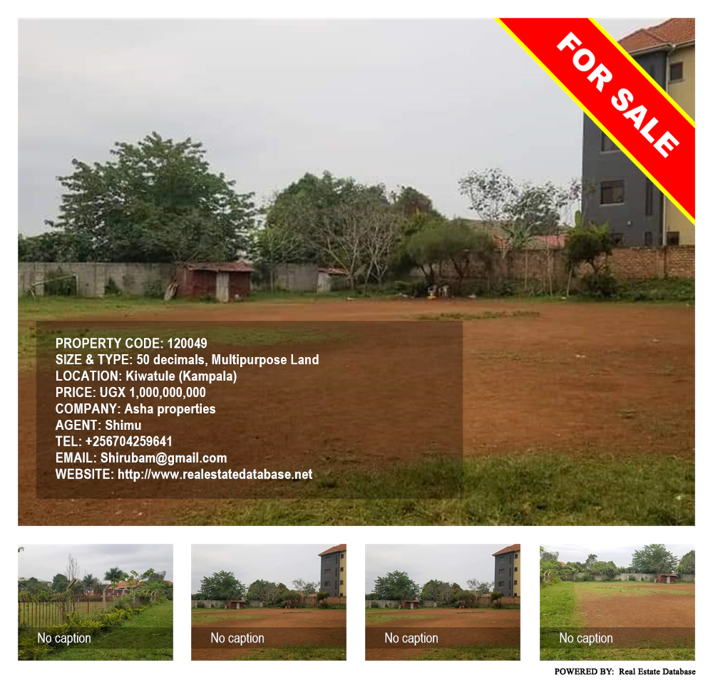 Multipurpose Land  for sale in Kiwaatule Kampala Uganda, code: 120049