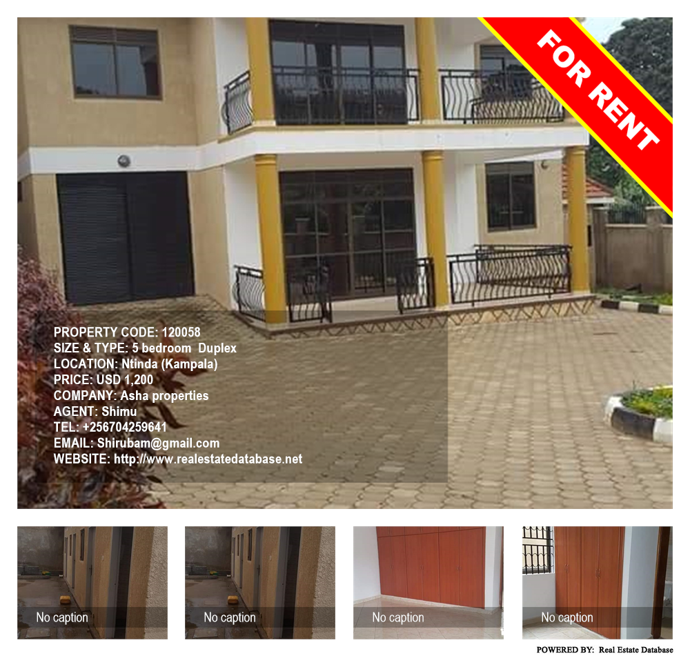 5 bedroom Duplex  for rent in Ntinda Kampala Uganda, code: 120058