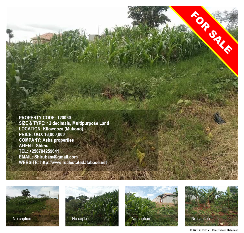 Multipurpose Land  for sale in Kilowooza Mukono Uganda, code: 120060
