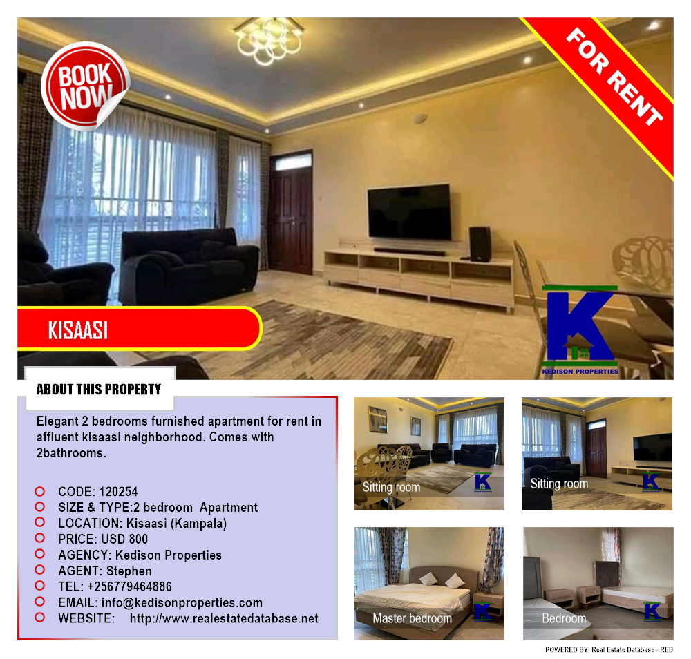 2 bedroom Apartment  for rent in Kisaasi Kampala Uganda, code: 120254