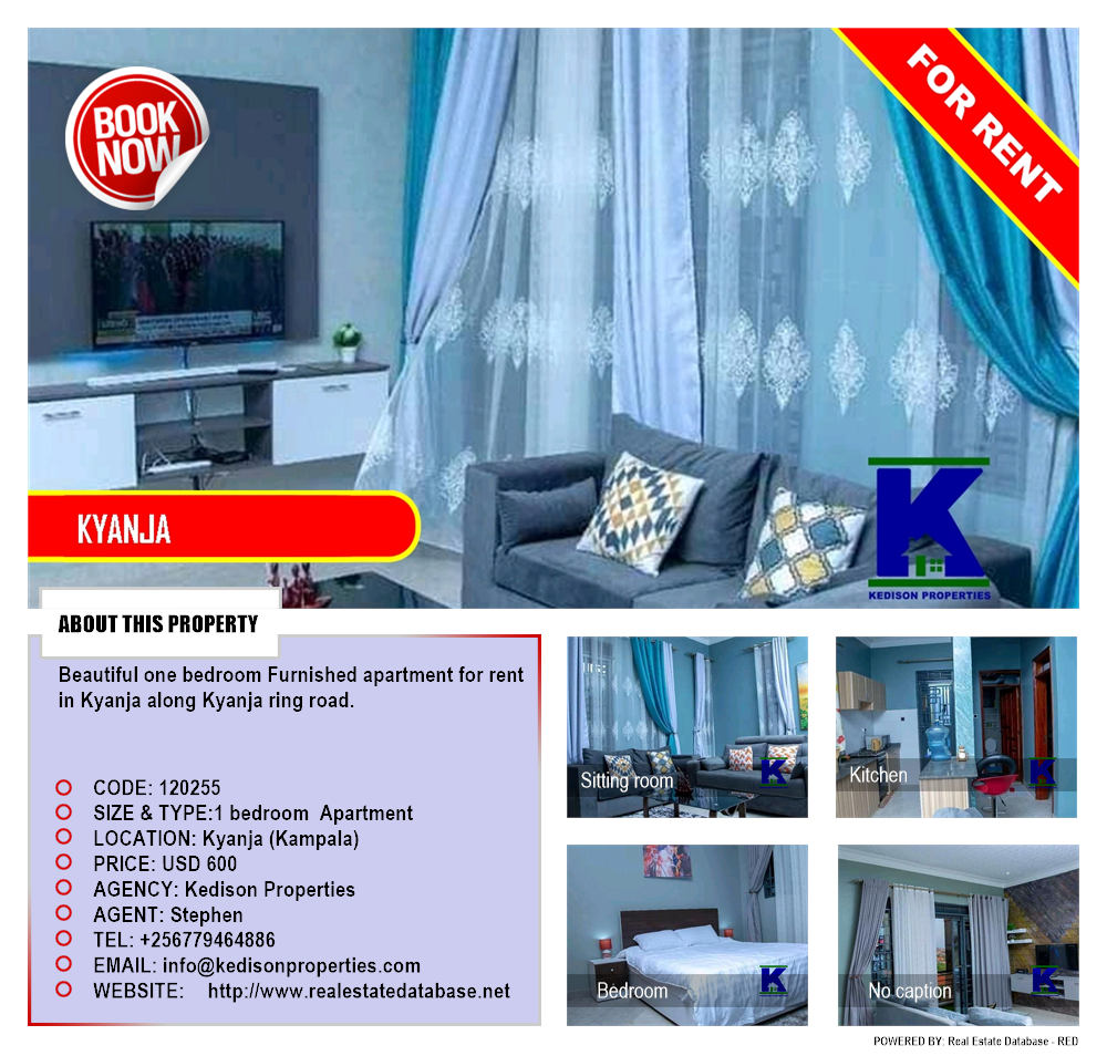 1 bedroom Apartment  for rent in Kyanja Kampala Uganda, code: 120255